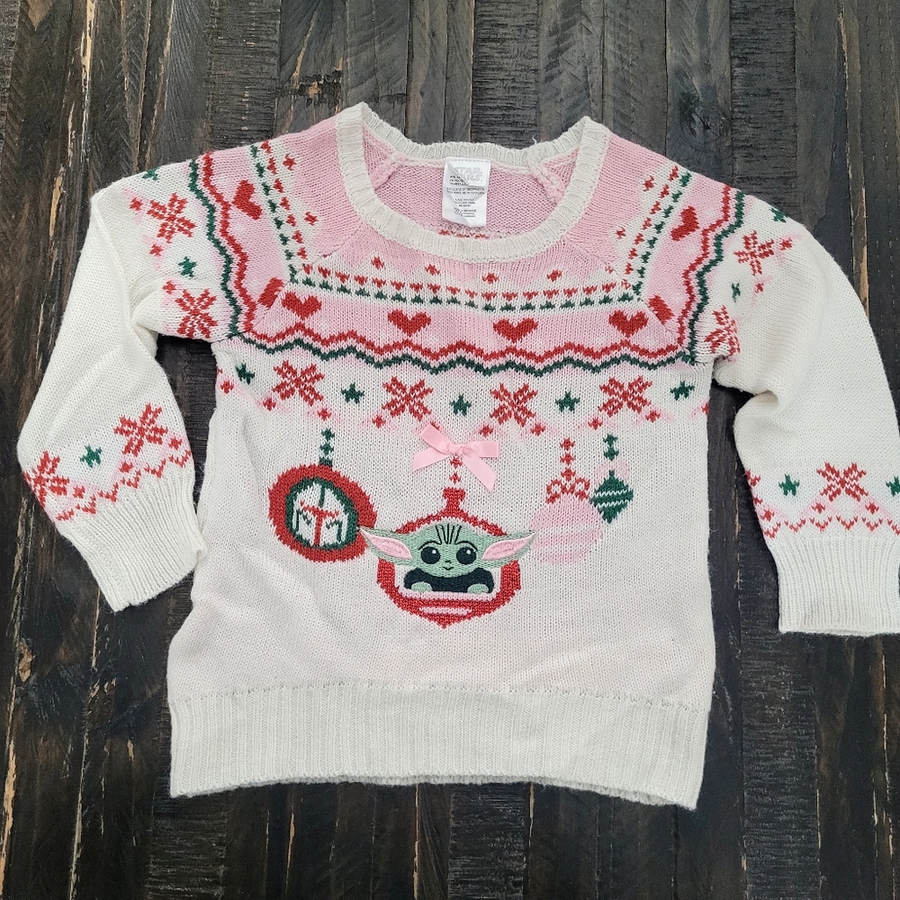 Star Wars Baby Yoda Ugly Christmas Pullover Girls Size 3T